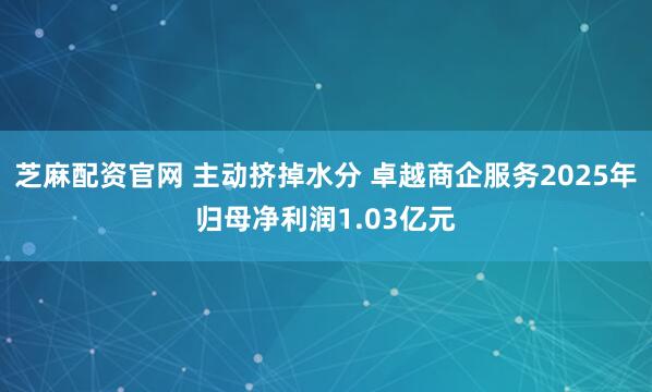 芝麻配资官网 主动挤掉水分 卓越商企服务2025年归母净利润1.03亿元