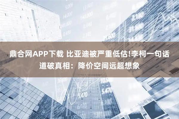 鼎合网APP下载 比亚迪被严重低估!李柯一句话道破真相：降价空间远超想象